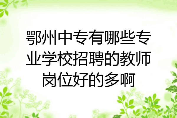 鄂州中专有哪些专业学校招聘的教师岗位好的多啊