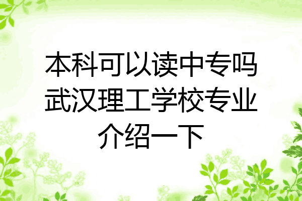 本科可以读中专吗武汉理工学校专业介绍一下