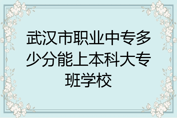 武汉市职业中专多少分能上本科大专班学校