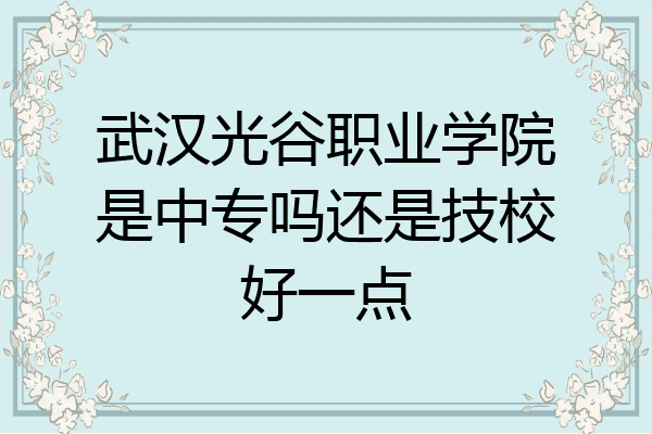 武汉光谷职业学院是中专吗还是技校好一点