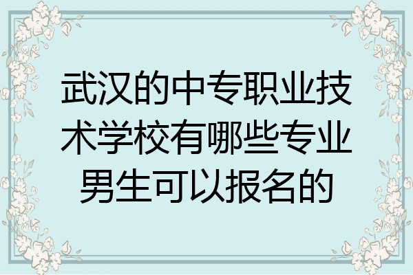 武汉的中专职业技术学校有哪些专业男生可以报名的