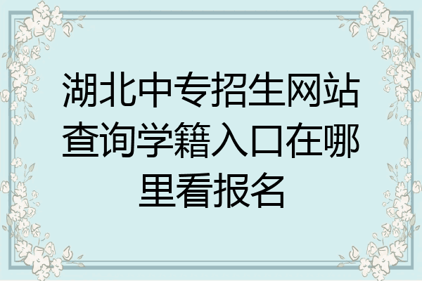 湖北中专招生网站查询学籍入口在哪里看报名