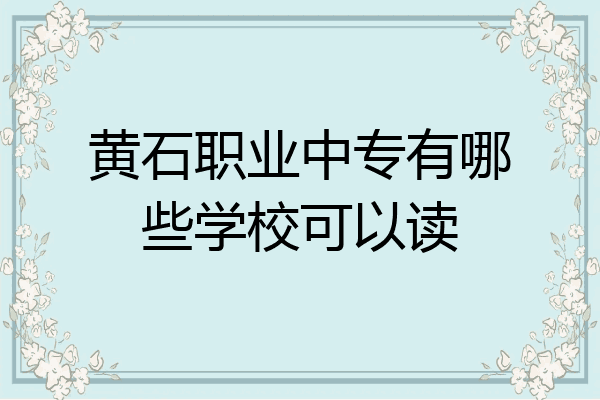 黄石职业中专有哪些学校可以读