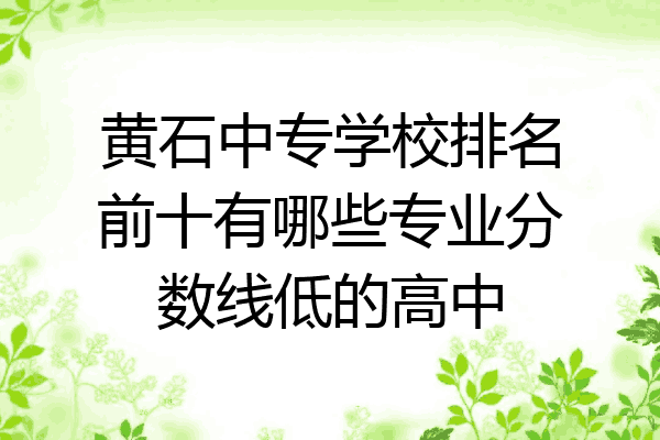 黄石中专学校排名前十有哪些专业分数线低的高中