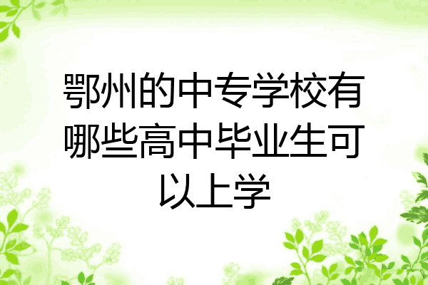 鄂州的中专学校有哪些高中毕业生可以上学