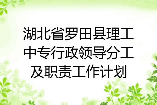 湖北省罗田县理工中专行政领导分工及职责工作计划