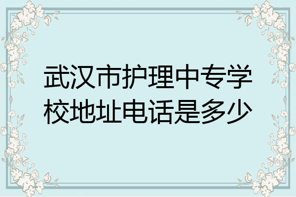 武汉市护理中专学校地址电话是多少