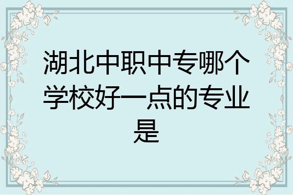 湖北中职中专哪个学校好一点的专业是