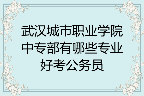 武汉城市职业学院中专部有哪些专业好考公务员