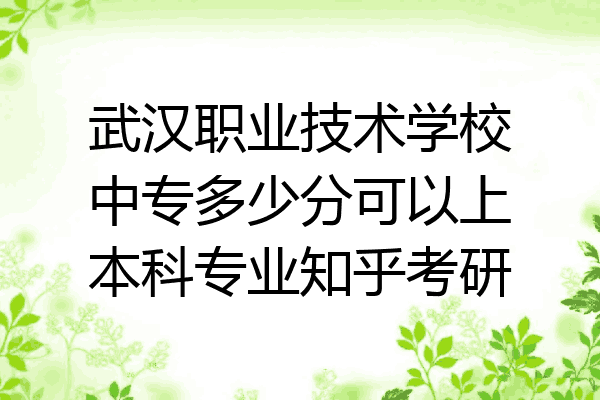 武汉职业技术学校中专多少分可以上本科专业知乎考研