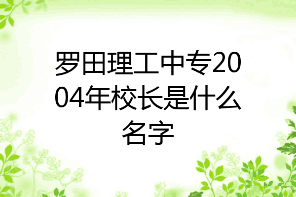 罗田理工中专2004年校长是什么名字