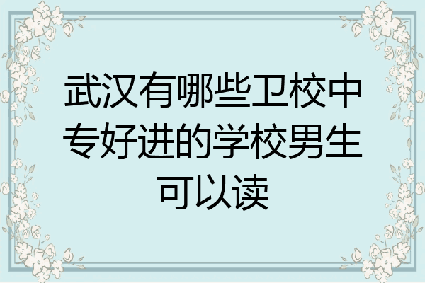 武汉有哪些卫校中专好进的学校男生可以读
