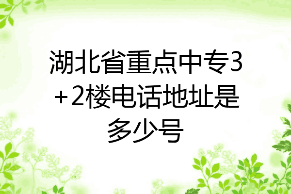 湖北省重点中专3+2楼电话地址是多少号