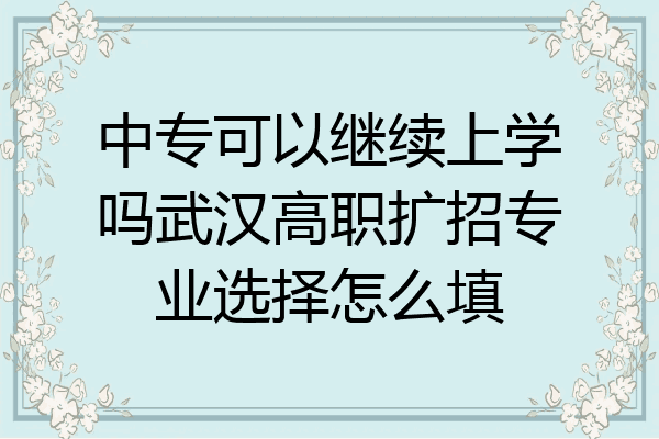 中专可以继续上学吗武汉高职扩招专业选择怎么填