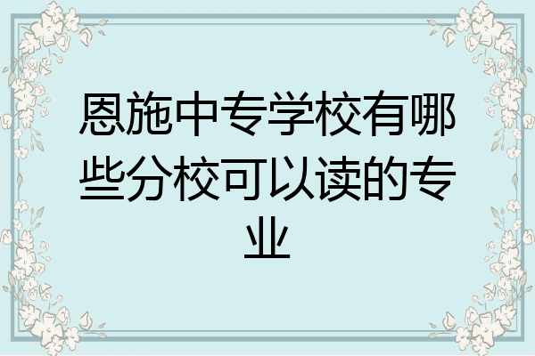 恩施中专学校有哪些分校可以读的专业
