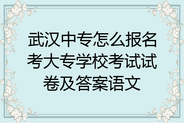 武汉中专怎么报名考大专学校考试试卷及答案语文