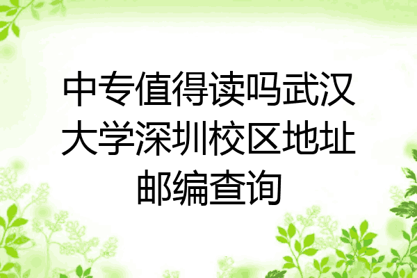 中专值得读吗武汉大学深圳校区地址邮编查询