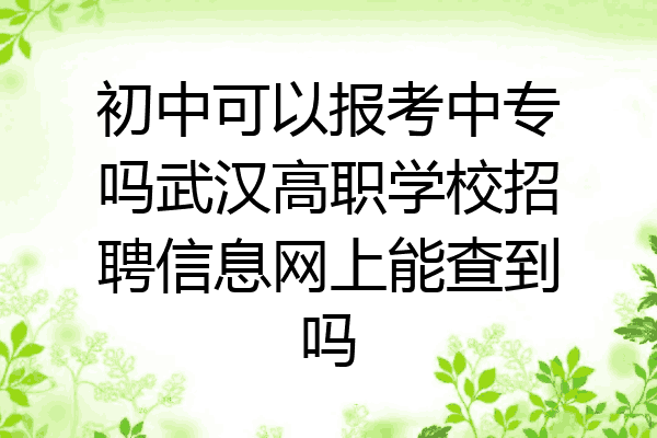 初中可以报考中专吗武汉高职学校招聘信息网上能查到吗