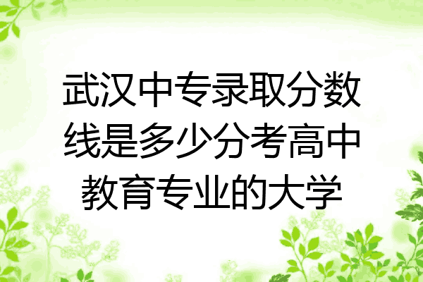 武汉中专录取分数线是多少分考高中教育专业的大学