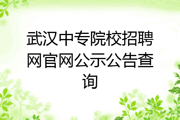 武汉中专院校招聘网官网公示公告查询
