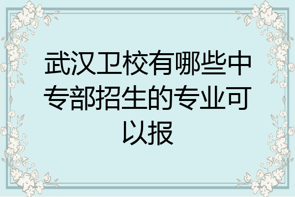 武汉卫校有哪些中专部招生的专业可以报