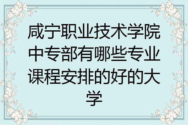 咸宁职业技术学院中专部有哪些专业课程安排的好的大学
