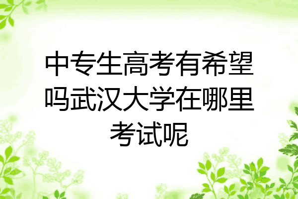 中专生高考有希望吗武汉大学在哪里考试呢