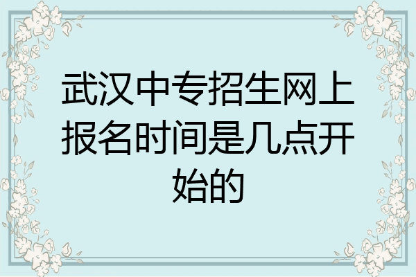 武汉中专招生网上报名时间是几点开始的