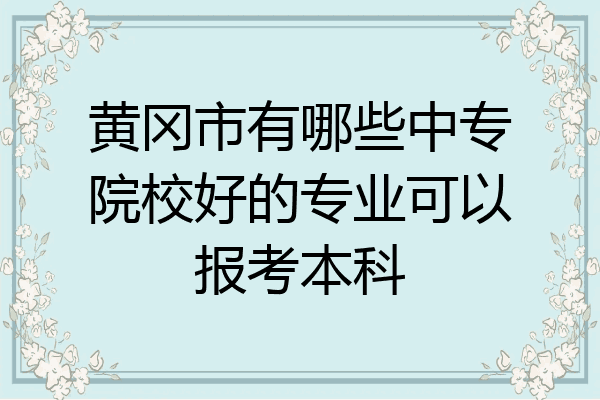 黄冈市有哪些中专院校好的专业可以报考本科