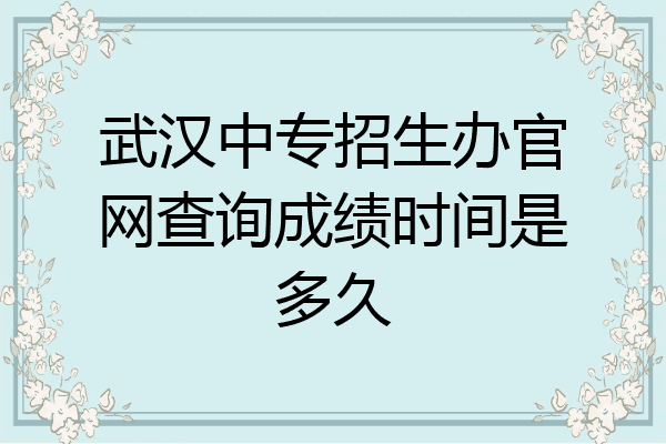 武汉中专招生办官网查询成绩时间是多久