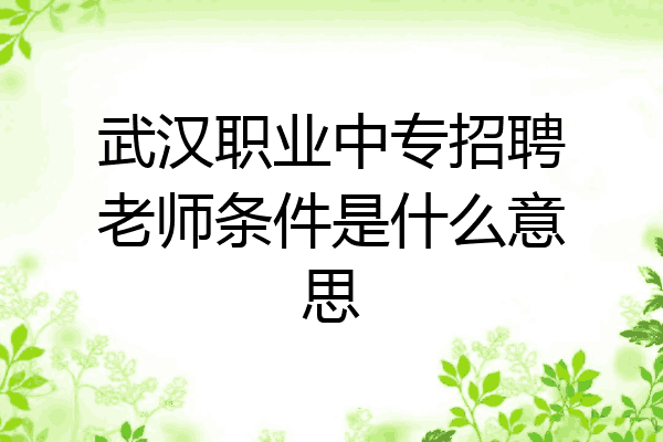 武汉职业中专招聘老师条件是什么意思