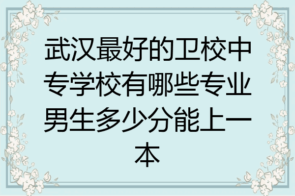 武汉最好的卫校中专学校有哪些专业男生多少分能上一本