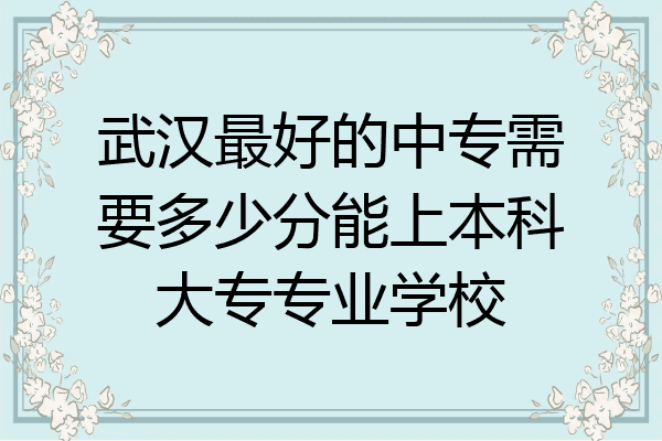 武汉最好的中专需要多少分能上本科大专专业学校