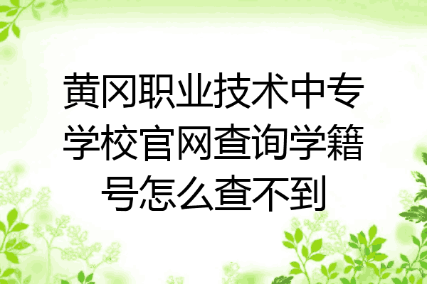 黄冈职业技术中专学校官网查询学籍号怎么查不到