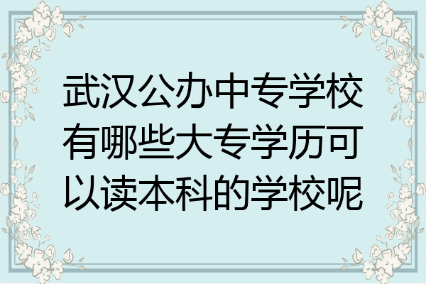 武汉公办中专学校有哪些大专学历可以读本科的学校呢