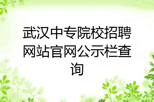 武汉中专院校招聘网站官网公示栏查询