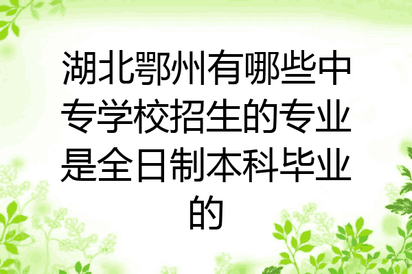 湖北鄂州有哪些中专学校招生的专业是全日制本科毕业的