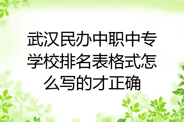 武汉民办中职中专学校排名表格式怎么写的才正确