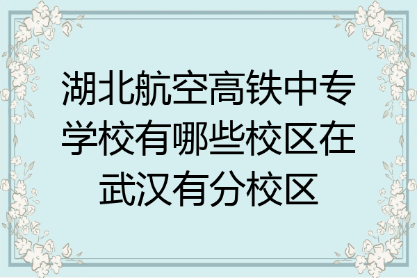 湖北航空高铁中专学校有哪些校区在武汉有分校区