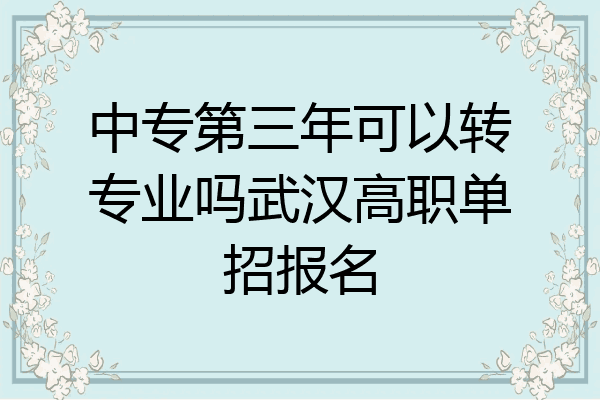 中专第三年可以转专业吗武汉高职单招报名