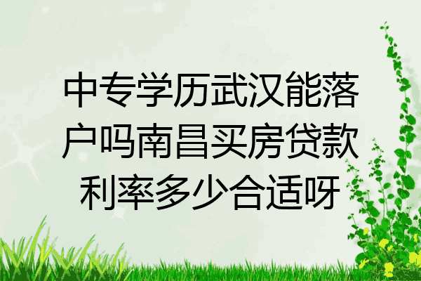 中专学历武汉能落户吗南昌买房贷款利率多少合适呀
