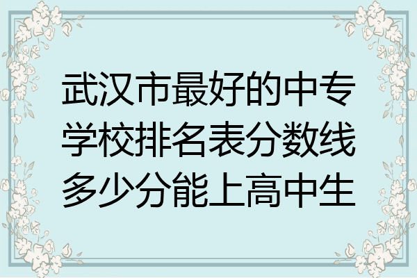 武汉市最好的中专学校排名表分数线多少分能上高中生