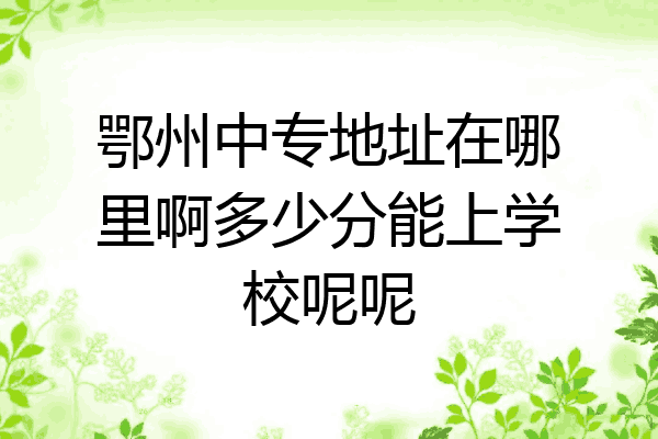 鄂州中专地址在哪里啊多少分能上学校呢呢