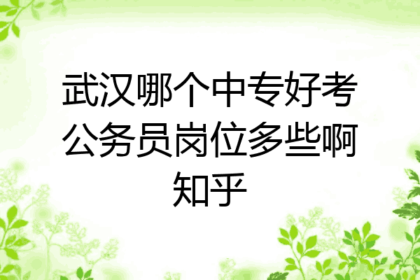 武汉哪个中专好考公务员岗位多些啊知乎