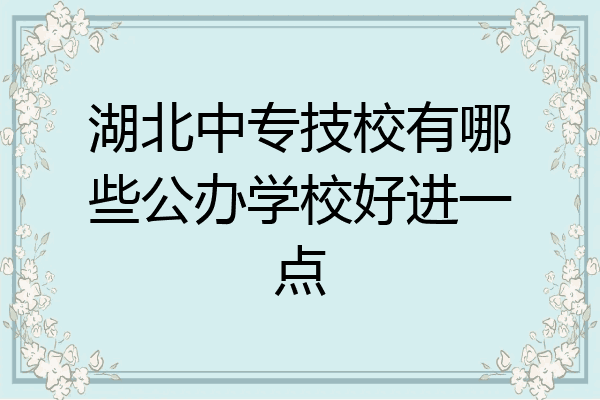 湖北中专技校有哪些公办学校好进一点