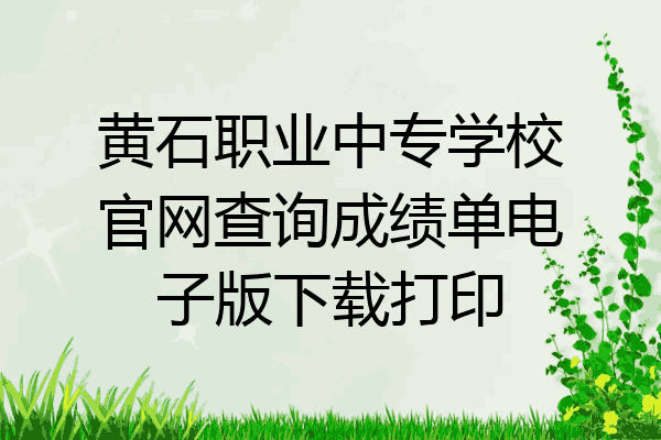 黄石职业中专学校官网查询成绩单电子版下载打印