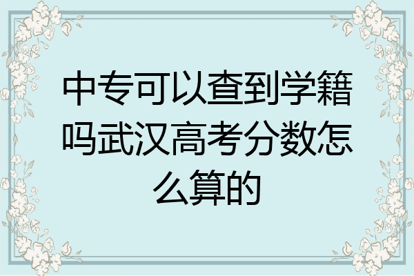 中专可以查到学籍吗武汉高考分数怎么算的