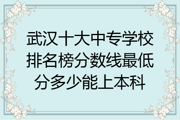 武汉十大中专学校排名榜分数线最低分多少能上本科