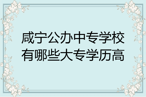 咸宁公办中专学校有哪些大专学历高