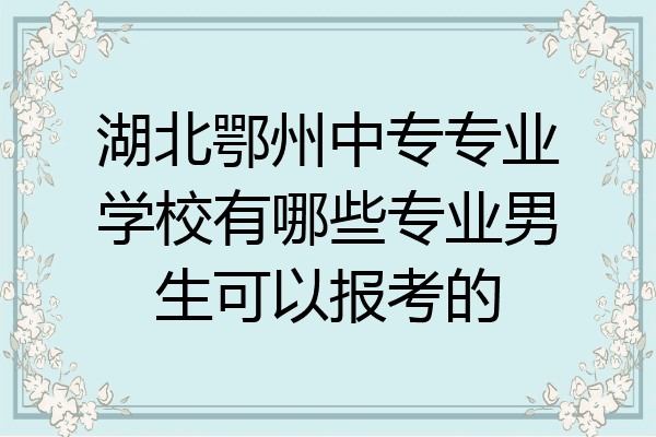 湖北鄂州中专专业学校有哪些专业男生可以报考的